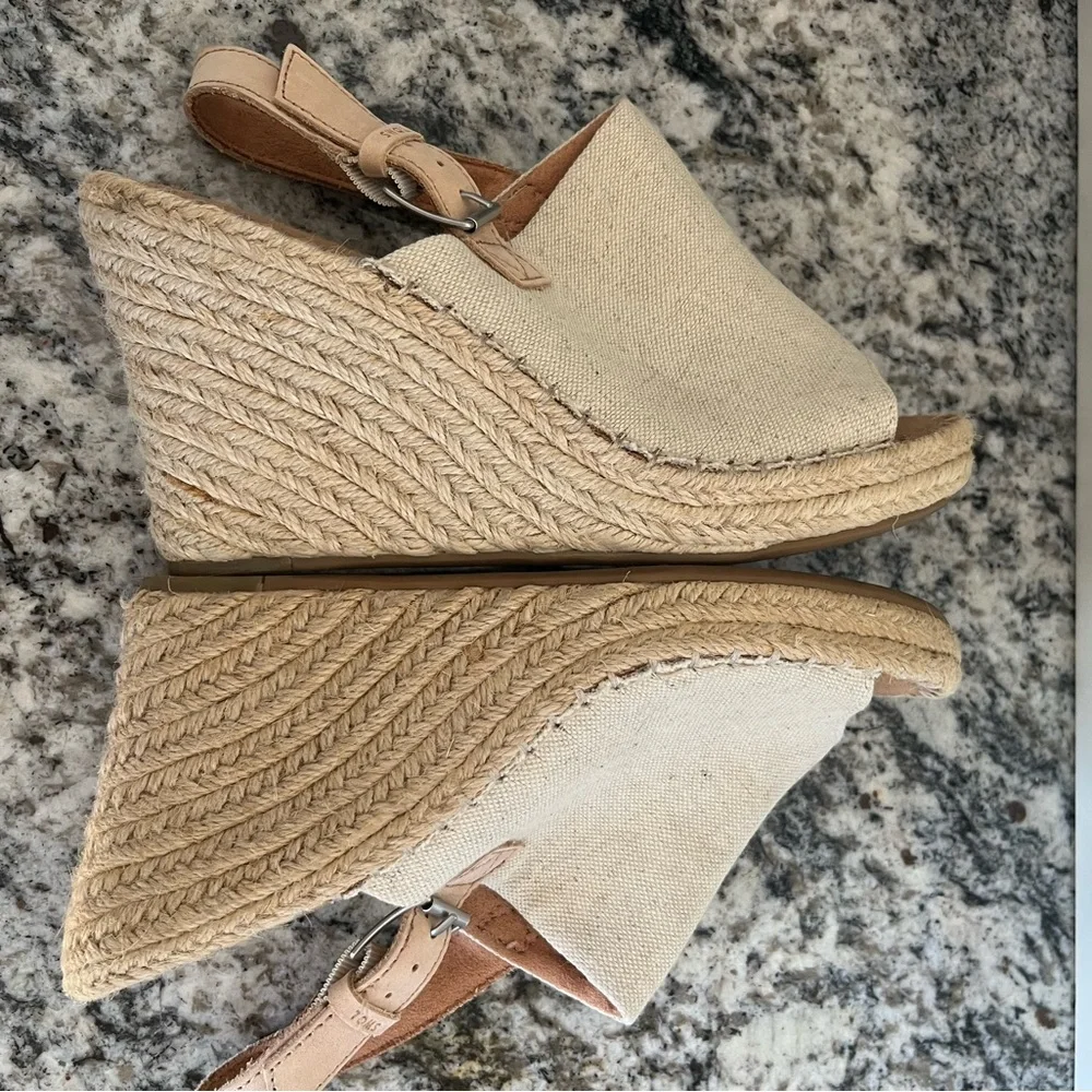 Toms Beige Canvas Espadrille Slingback Sandals